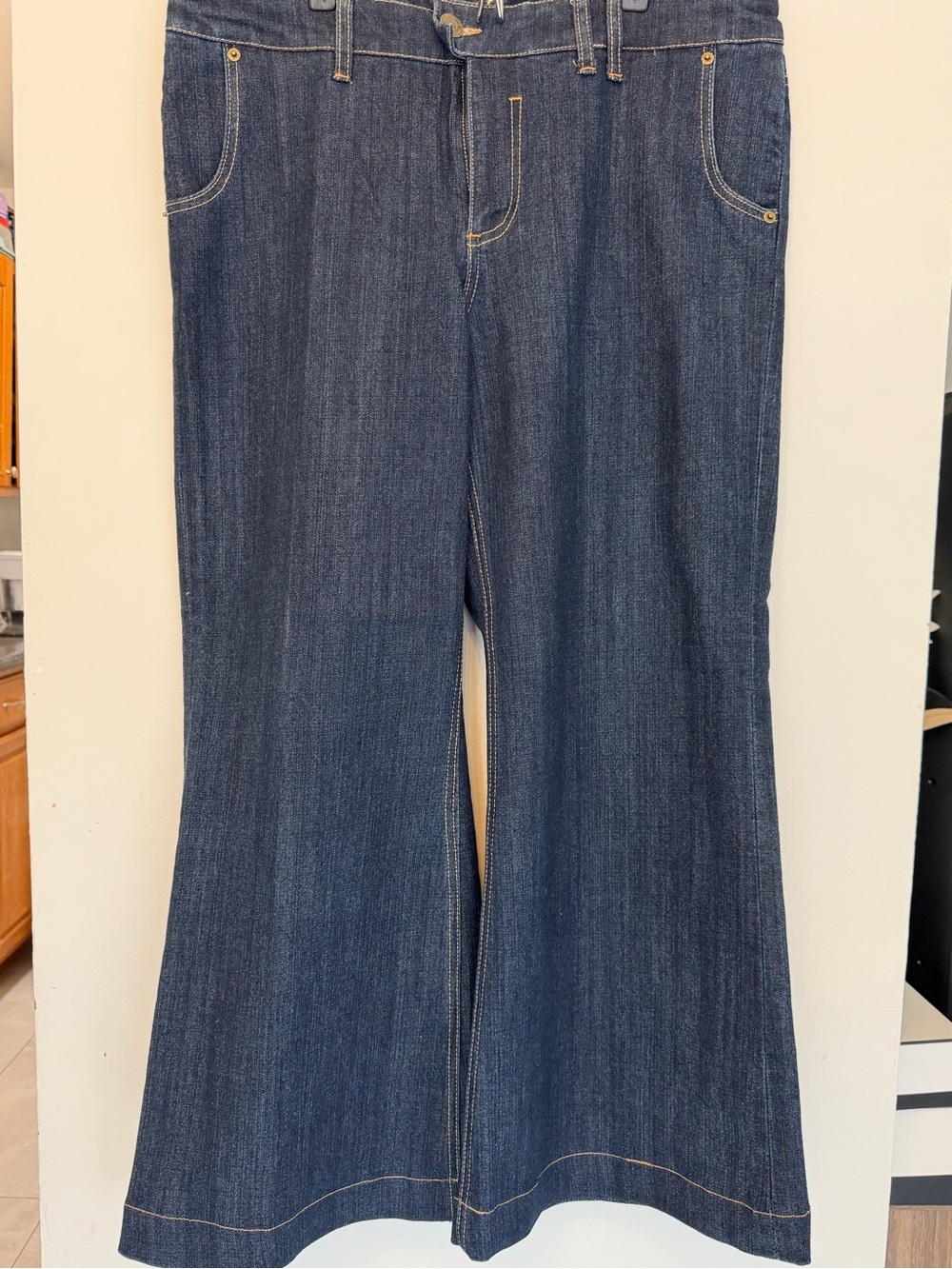 Seven7 Women's Dark Blue Wide Leg Jeans